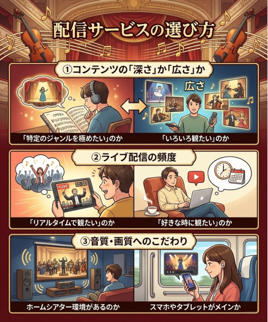 音楽配信サービスを目的別に選ぶための案内
