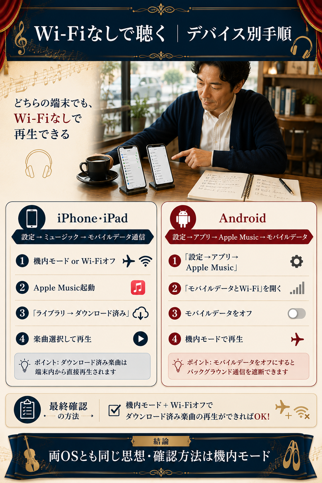 Apple MusicをWi-Fiなしで聴く手順